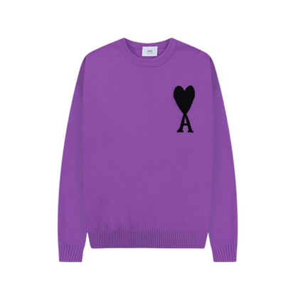 Pullover uomo con motivo cuore, texture morbida, colore grigio e taglio comodo, perfetto per look casual ed eleganti.