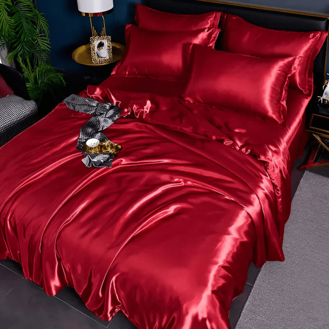PURELISS polyester bedding set including duvet cover, sheet set, & pillowcases. Cozy, soft, & ideal for bedroom decor.