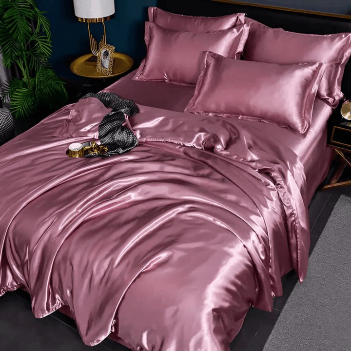 Beautifully styled bed with PURELISS Cozy Polyester Bedding Set, enhancing bedroom decor & providing ultimate comfort.