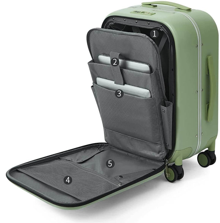 Effortless travel with this 360° spinner suitcase, featuring a secure laptop compartment and quiet wheels.