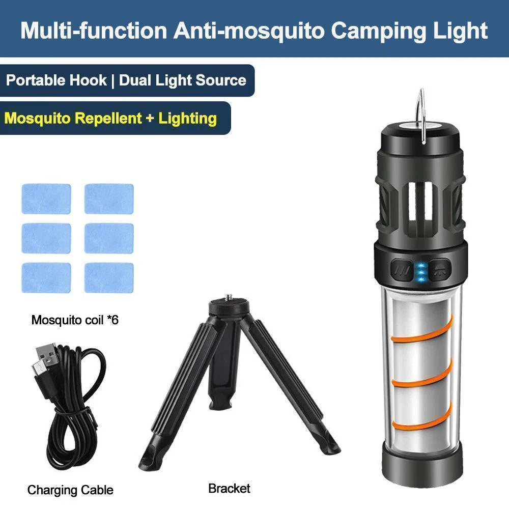 Waterproof portable camping light with bug zapper, a must-have for safe and comfortable outdoor evenings.