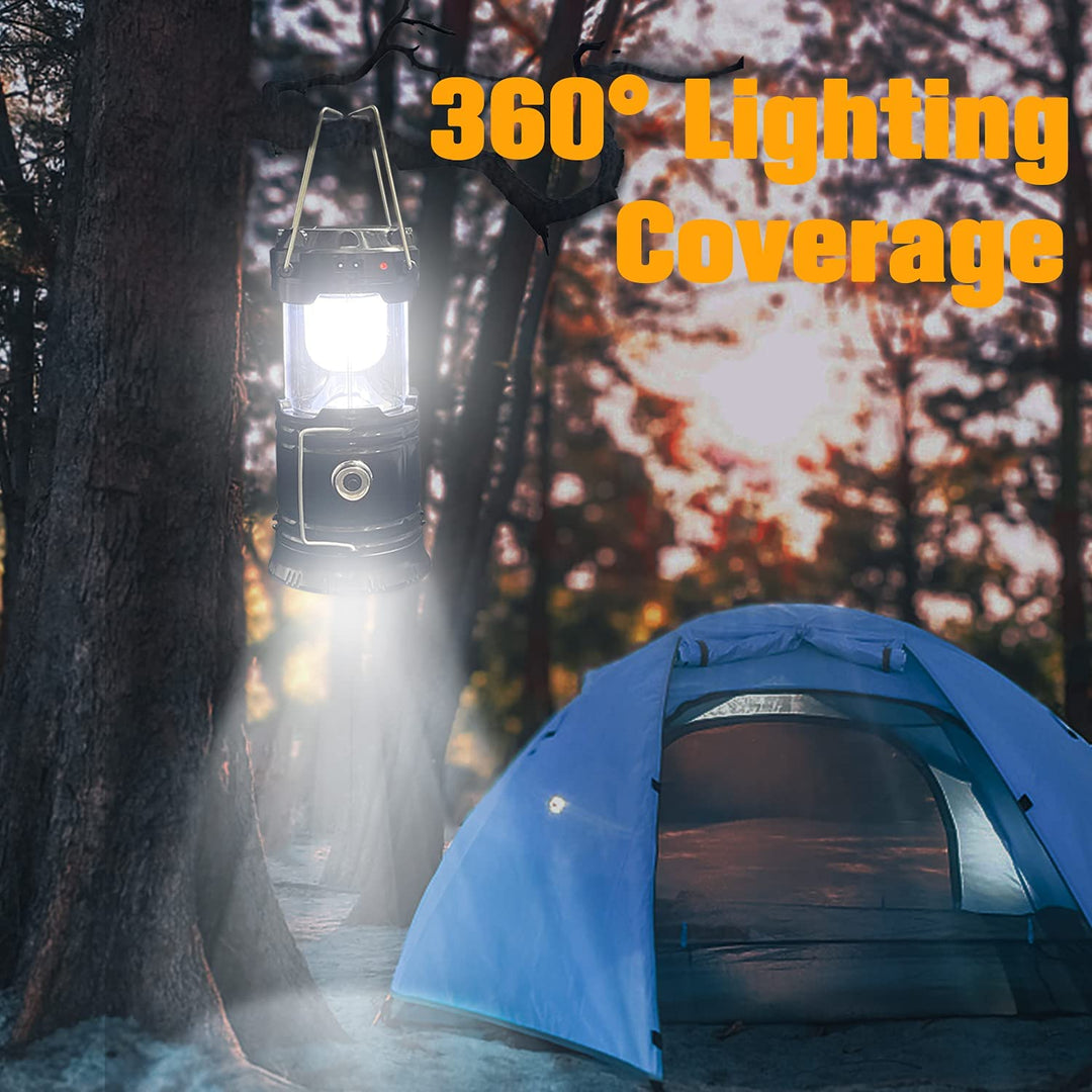 Outdoor rechargeable LED lantern, collapsible for space-saving storage