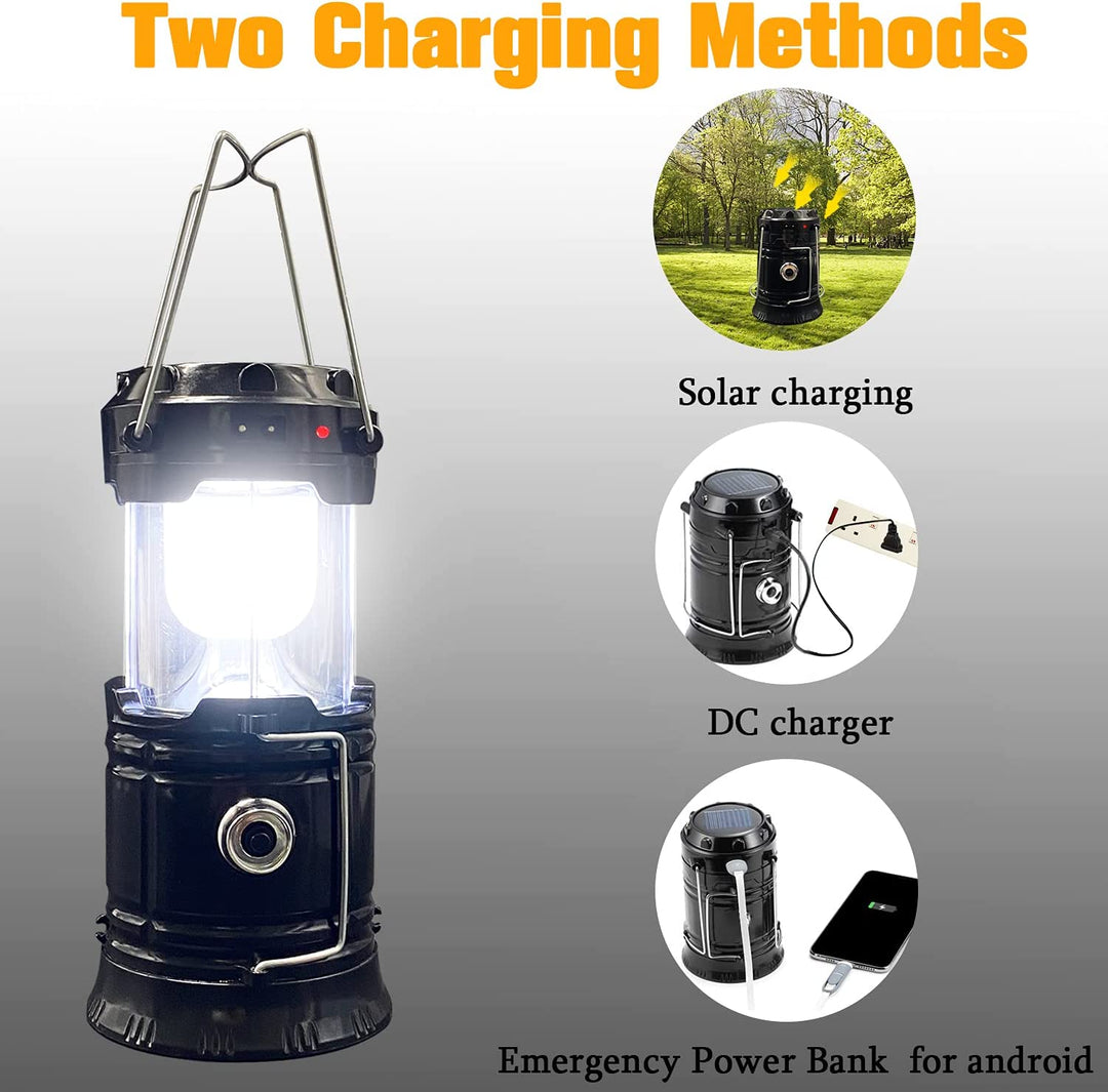 Portable LED survival lantern, rechargeable battery, collapsible convenience