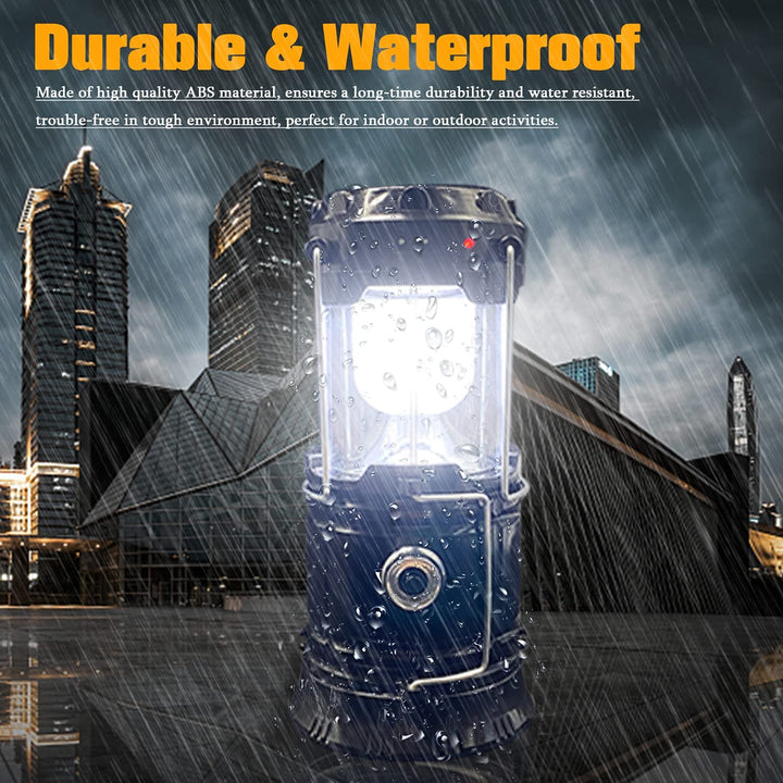 Rechargeable LED lantern, dual purpose flashlight and collapsible lamp
