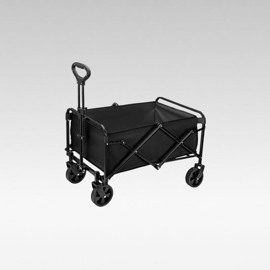 Red foldable utility wagon with all-terrain wheels, perfect for camping and outdoor gear transport
