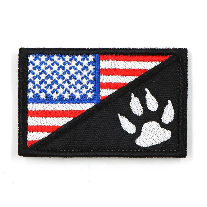 Product image of dog harness patches, various designs, hook and loop ID badges for service dogs & K9s