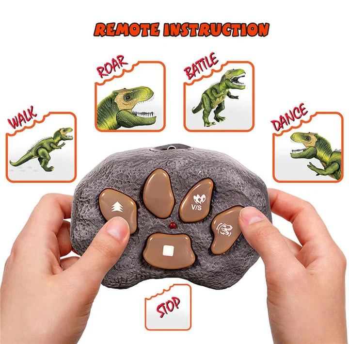 Ergonomic remote control for the LED light-up T-Rex dinosaur toy, easy for children to operate.