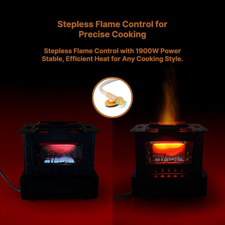 Portable 1900W retro gas stove, ideal for camping cooking. A versatile outdoor cooker and RV accessory.