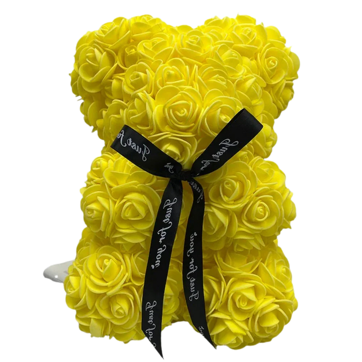 Decorative rose teddy bear, an eternal flower bear perfect for home decor or women's gift.