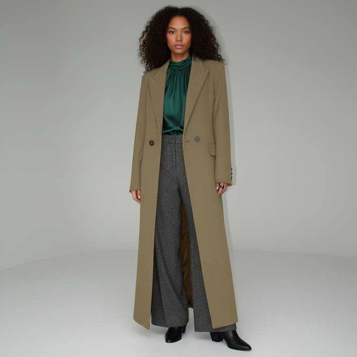 Classic ruby women's long fitted tailored coat. Versatile, elegant city & evening outerwear.