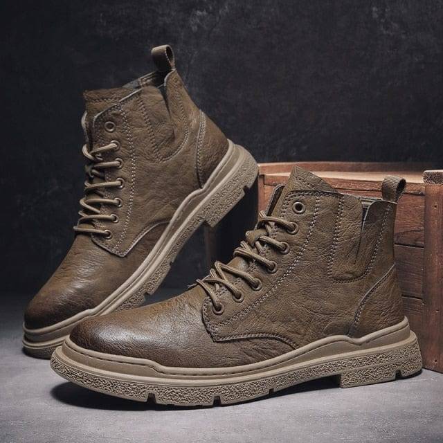 Rugged Men's Vintage Ankle Leather Boots
