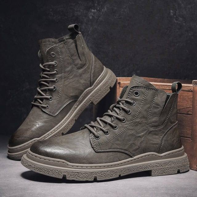 Rugged Men's Vintage Ankle Leather Boots