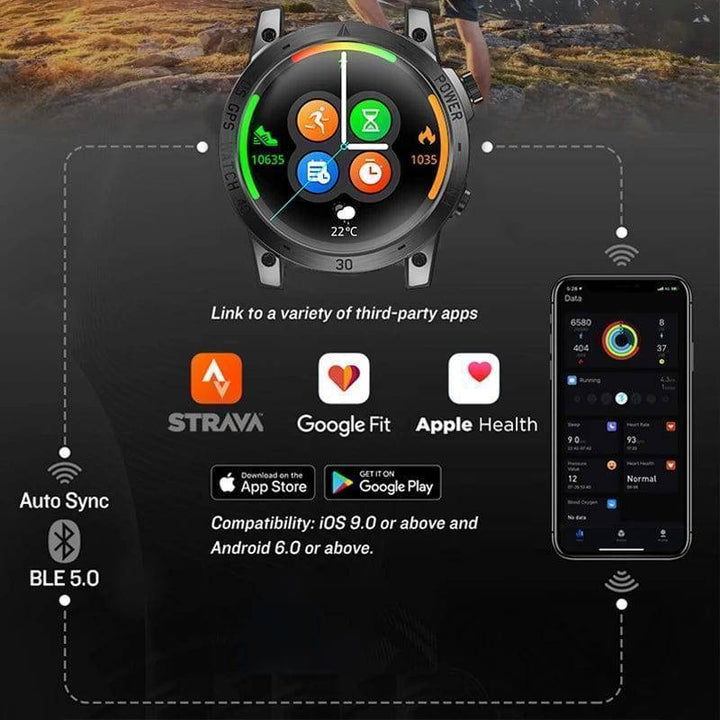 Adventure-ready smartwatch, unisex, with GPS, altimeter, barometer, compass for all outdoor activities.
