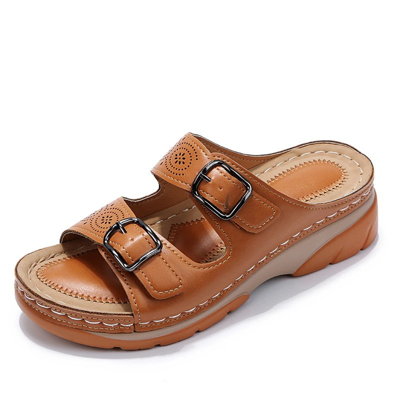 Sandali ortopedici unisex in pelle azzurra con supporto ergonomico e suola antiscivolo per comfort e stile elegante.