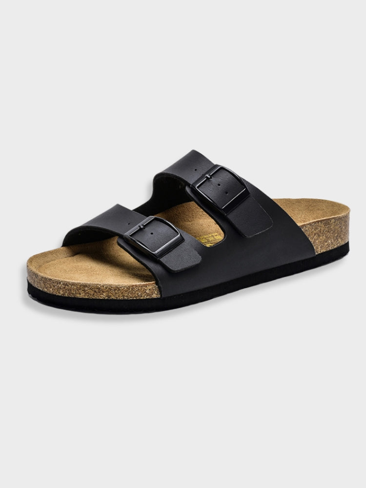 "Sandali unisex estivi vintage in stile Arizona, suola robusta, colore nero, design informale, comfort e stile raffinato."