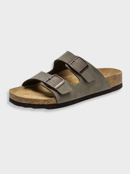 "Sandali unisex estivi vintage in stile Arizona, suola robusta, colore nero, design informale, comfort e stile raffinato."