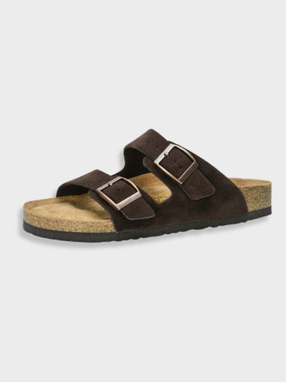 "Sandali unisex estivi vintage in stile Arizona, suola robusta, colore nero, design informale, comfort e stile raffinato."