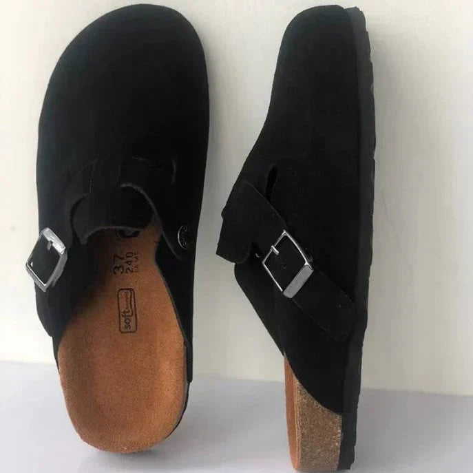 "Sandali unisex in pelle di lusso, design sofisticato, suola ergonomica, cinturino regolabile, vari colori disponibili."