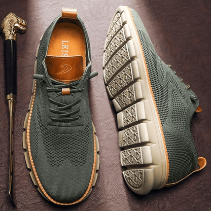 "Scarpe da uomo in pelle elegante, verdi, caramello, marroni, nere e bianche; stile versatile e comfort eccezionale."