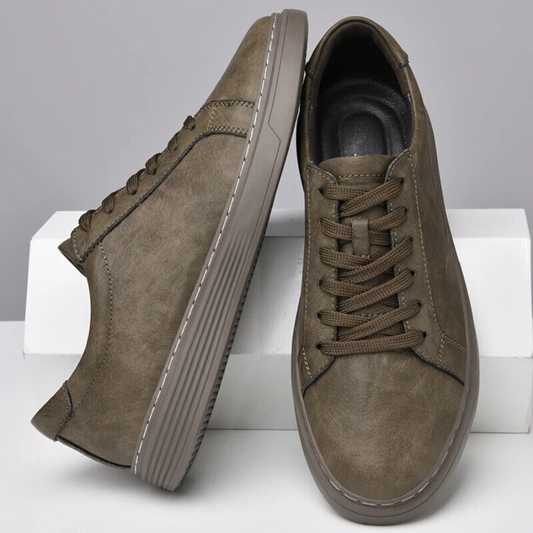 "Scarpe eleganti uomo in pelle vera Portofino, design classico, suola antiscivolo, disponibili in khaki, nero, grigio."