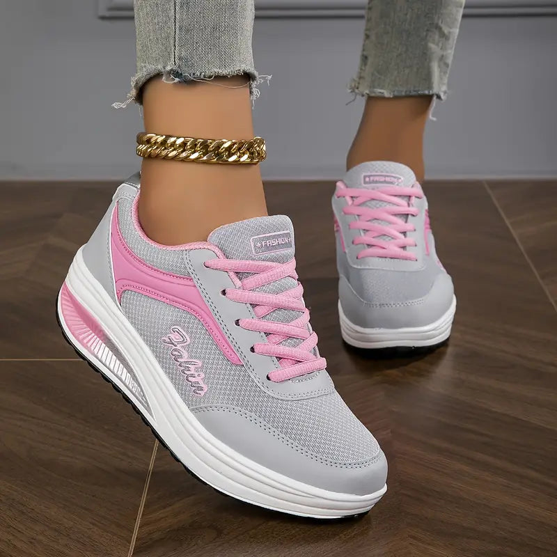 "Scarpe ortopediche donna traspiranti grigie con design moderno e suola antiscivolo, ideali per comfort quotidiano."
