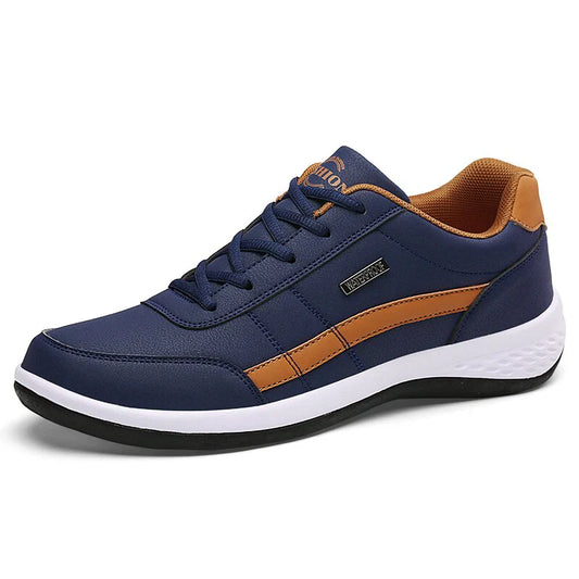 "Scarpe ortopediche uomo blu con suola antiscivolo, supporto eccellente, design traspirante, comfort massimo."