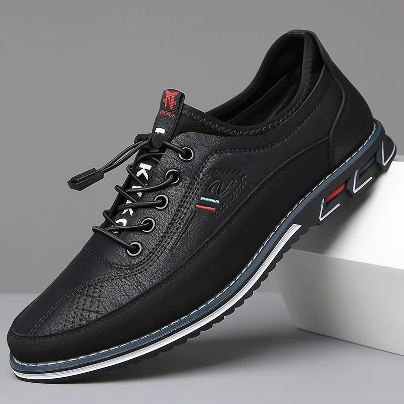 "Scarpe oxford uomo eleganti, design ortopedico, marrone pelle, comfort e supporto avanzato, adatte per ogni occasione."