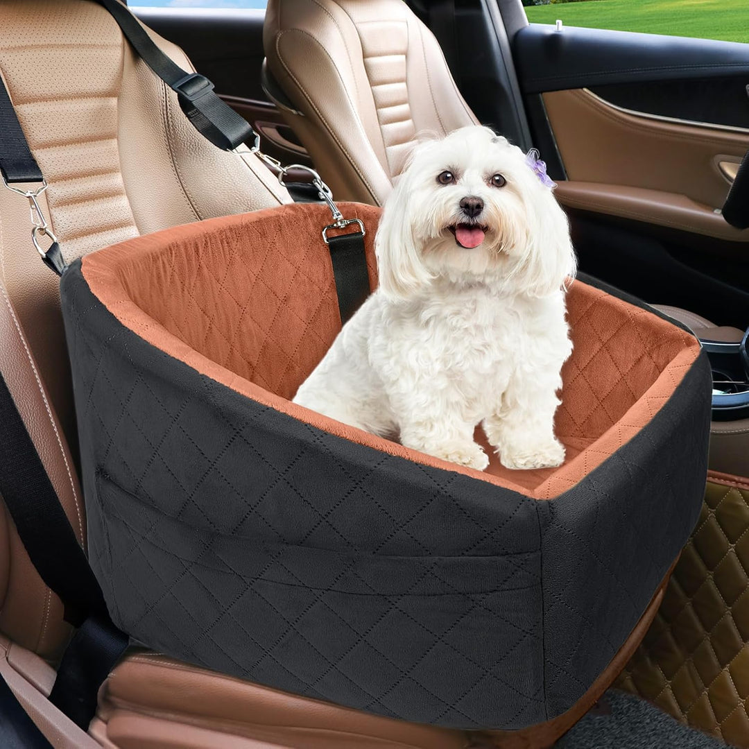 Dog safety car seat with adjustable belt, ensuring secure and comfy travel for your pet.