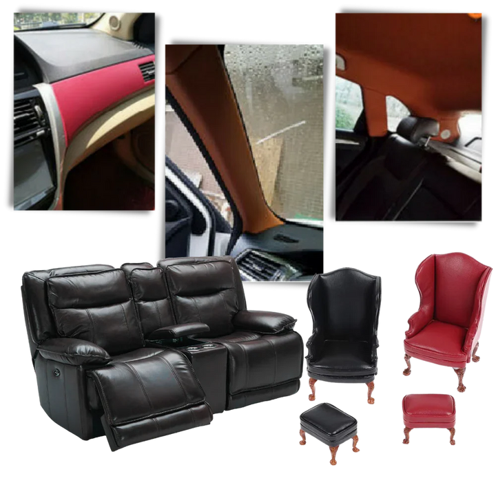 Easy-to-use self-adhesive patch. Quickly fix rips, tears & holes on jackets, bags, and car seats.