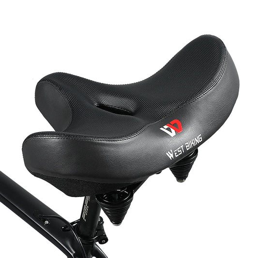 "Sella bici ergonomica uomo donna, cuscino spesso, tessuto traspirante, per MTB e biciclette da strada, colore nero."