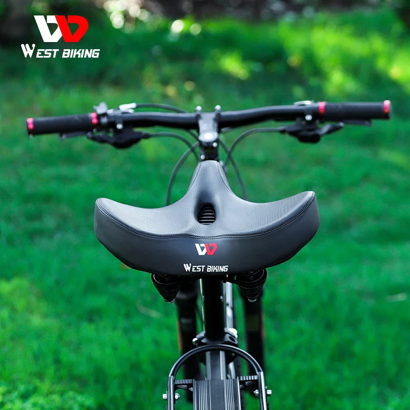 "Sella bici ergonomica uomo donna, cuscino spesso, tessuto traspirante, per MTB e biciclette da strada, colore nero."