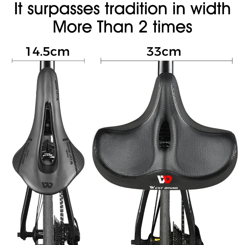 "Sella bici ergonomica uomo donna, cuscino spesso, tessuto traspirante, per MTB e biciclette da strada, colore nero."