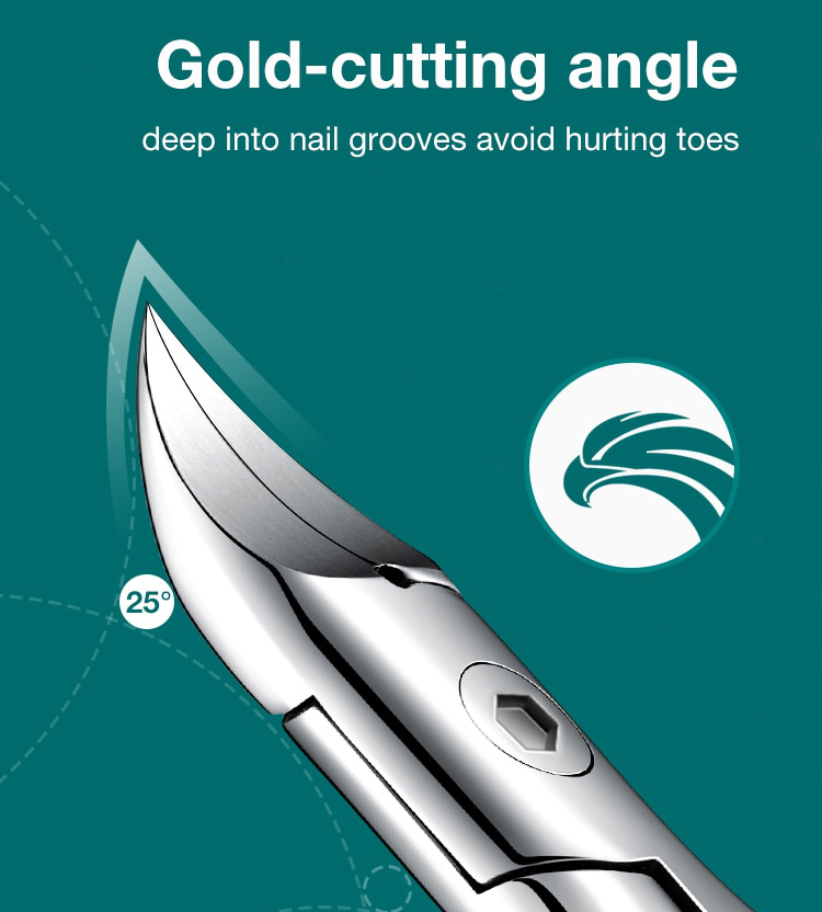 Durable toenail clipper for thick, ingrown nails; a professional stainless steel pedicure & senior nail care tool.