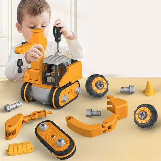 "Set da costruzione ingegneristico per bambini con pezzi colorati e attrezzi realistici per gioco educativo e creativo."