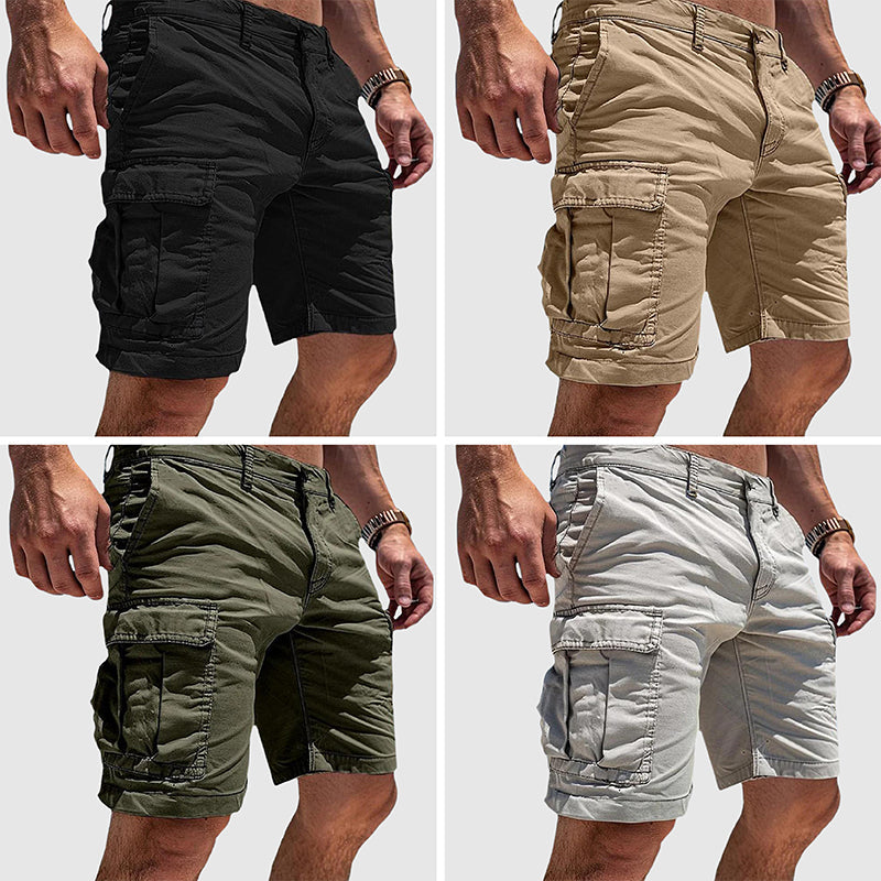 "Shorts cargo uomo estivi beige con tasche multiple per comfort e stile, ideali per avventure all'aperto."