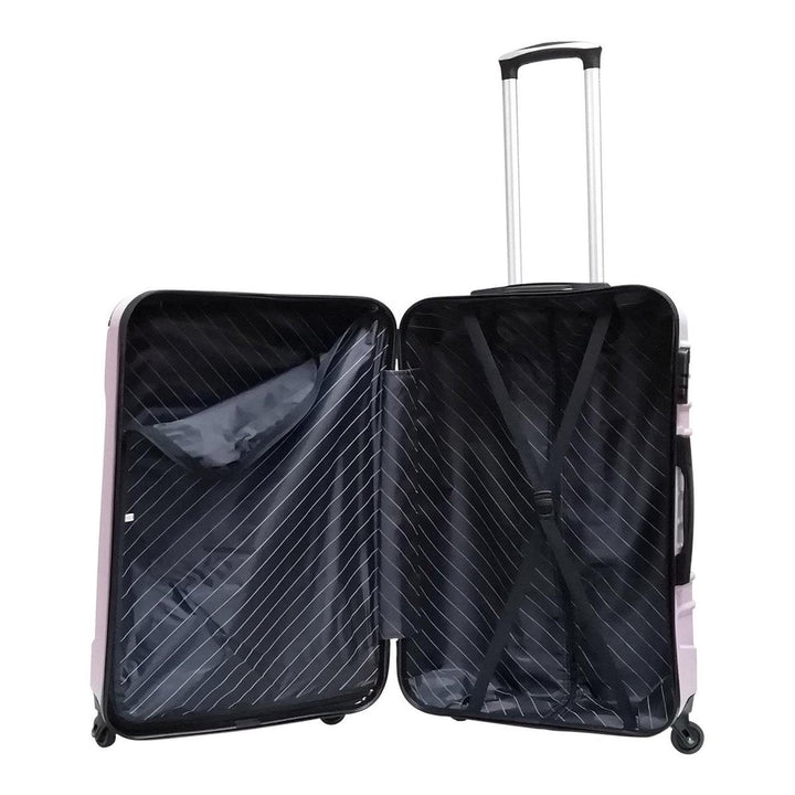 Complete Siena Rosso red hard shell luggage set, 2 suitcases with smooth spinner wheels & secure zippers.