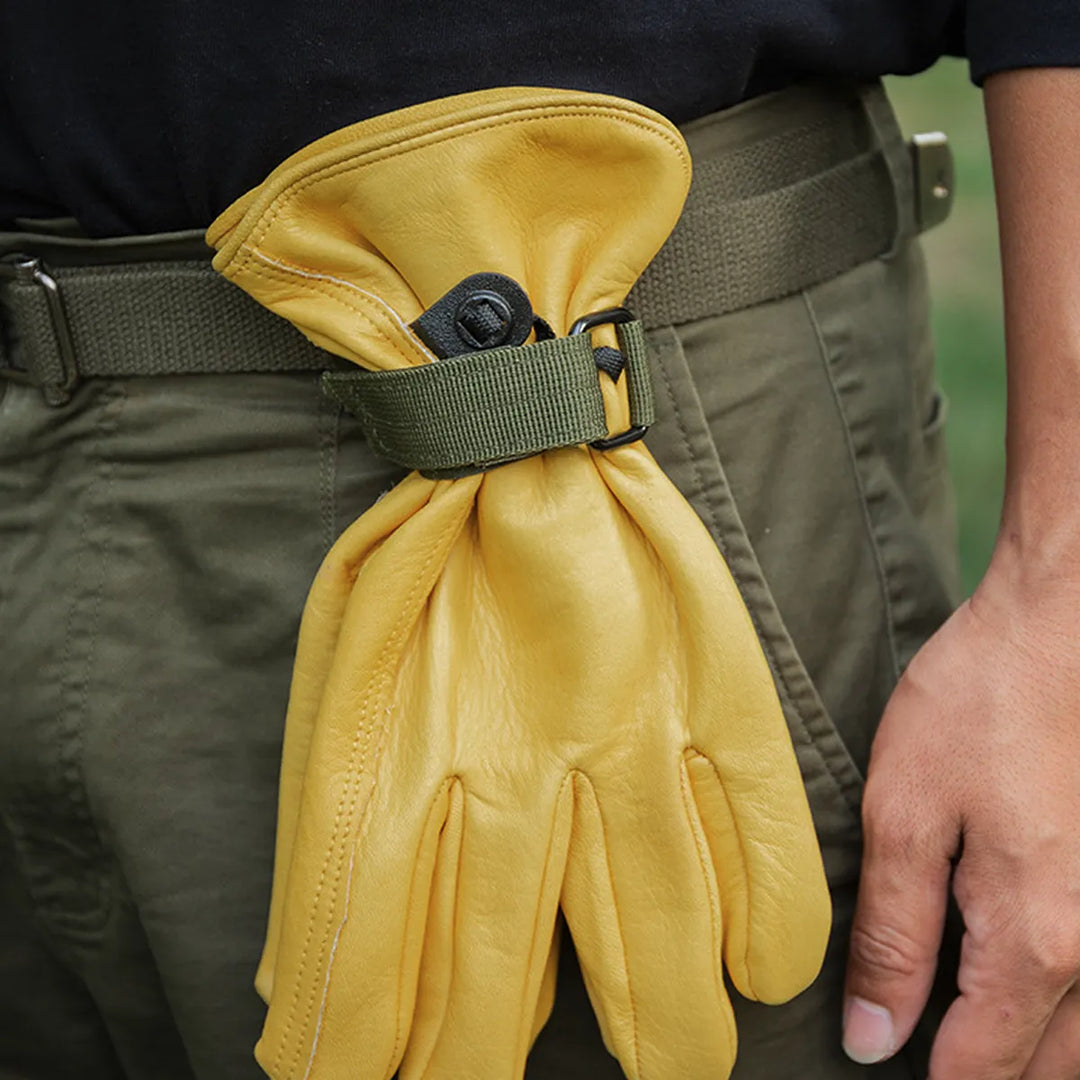 Set of six tactical glove clips in various colors arranged for display, highlighting their use as utility clips.