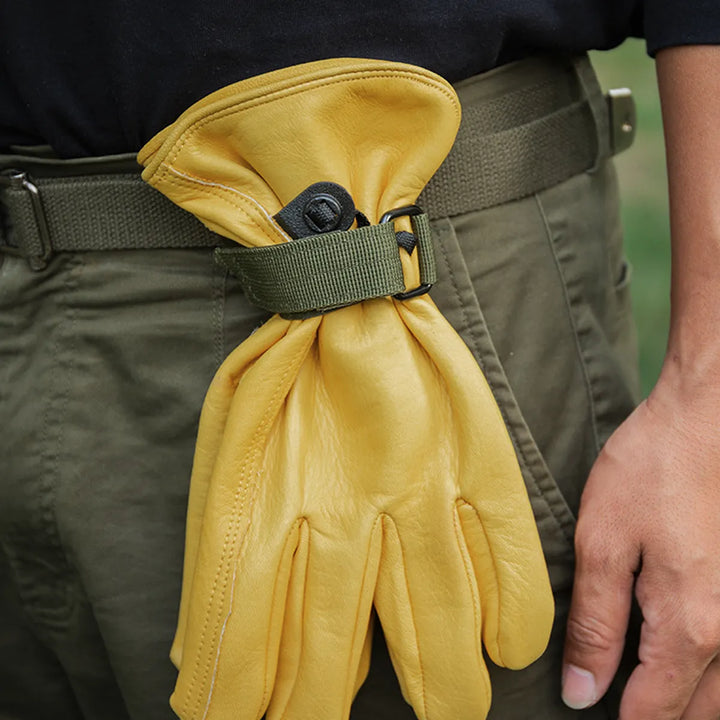 Set of six tactical glove clips in various colors arranged for display, highlighting their use as utility clips.