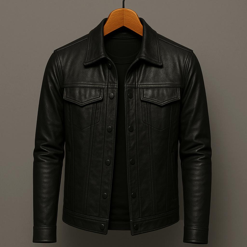 Sleek men's premium moto jacket with durable design, perfect for urban wear & modern style.