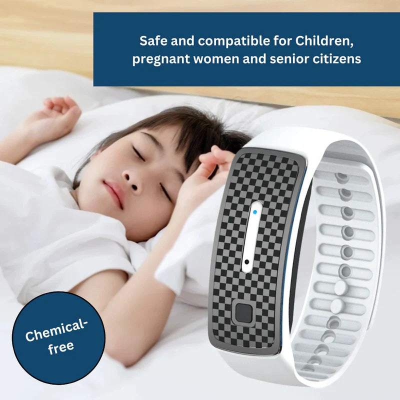 Unisex ultrasonic mosquito repellent bracelet, providing reliable and rechargeable bug bite prevention.