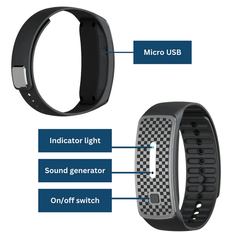 Unisex ultrasonic mosquito repellent bracelet charging via USB, ensuring continuous outdoor protection.