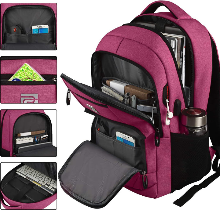 Close-up of the USB charging port on the side of the anti-theft backpack.