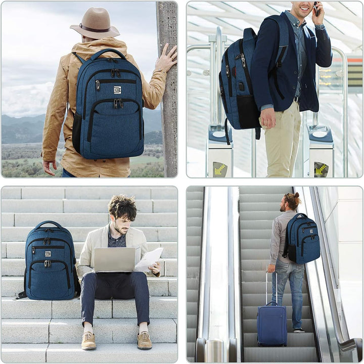 Durable water repellent commuter bag with USB charging & organized compartments.