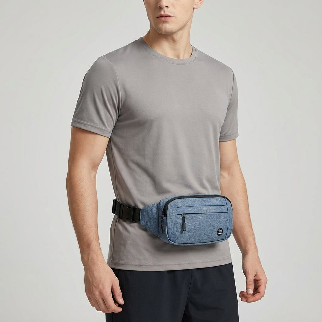 Unisex waterproof running hip bag, ideal for storing essentials during workouts, cycling, or active travel.