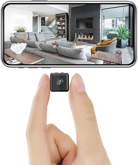 Wireless 1080P mini security camera, easy setup for smart home surveillance with app control.
