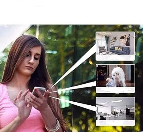 Full HD 1080P wireless mini security camera, app controlled for clear smart home surveillance.