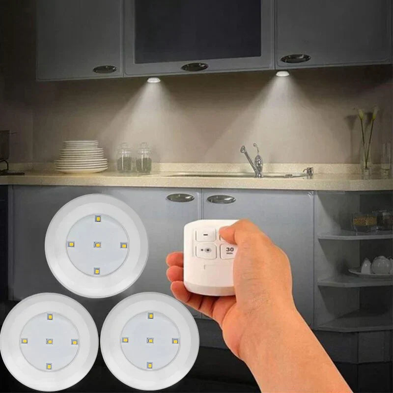 Smart LED lighting with auto-off function for home. Wireless, battery-operated, energy-efficient.