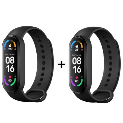 Smartwatch M6 elegante con display Retina, monitoraggio salute e fitness, cinturino nero opaco, perfetto per uso quotidiano.