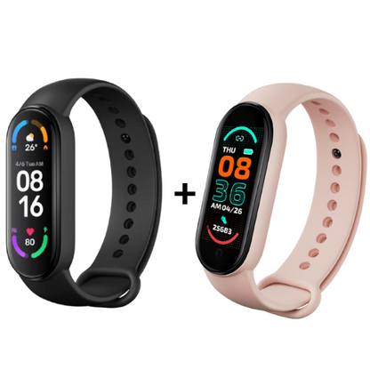 Smartwatch M6 elegante con display Retina, monitoraggio salute e fitness, cinturino nero opaco, perfetto per uso quotidiano.