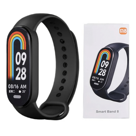 "Smartwatch Mi Band 8 elegante nero con display Retina, cinturino sottile, compatibile Android e iOS, adatto fitness e salute